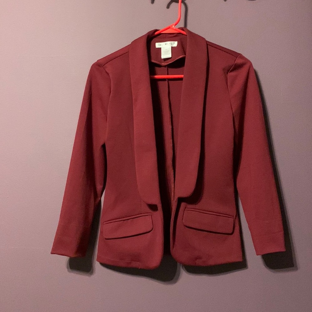 Maroon Blazer Top
